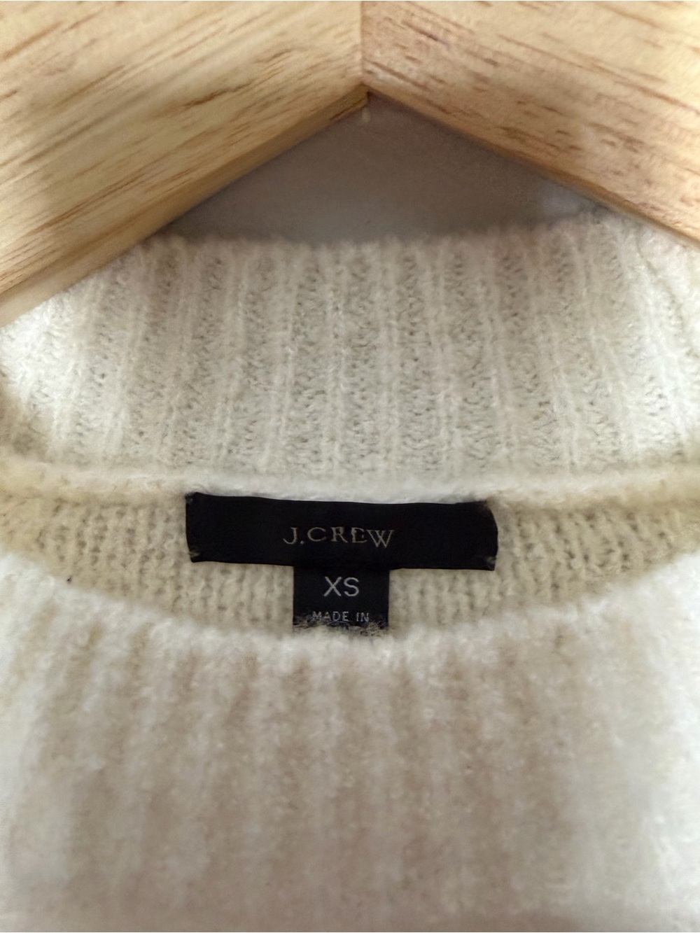 J. Crew Cashmere crewneck bouclé cable-sleeve sweater Size XS Ivory *F - Picture 8 of 12